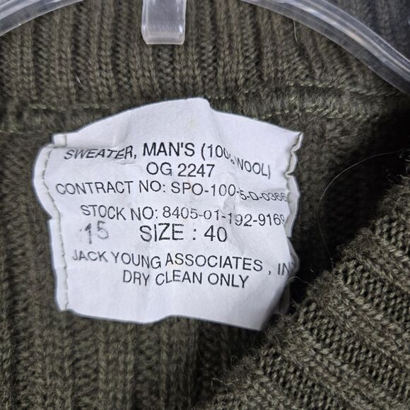 Vintage Commando Sweater Mens 40 Green Wool Jack Young Military OG 2247 - Picture 3 of 3
